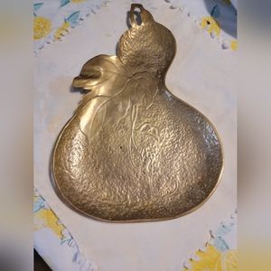 Vintage solid brass pair, Tray hammered  platt